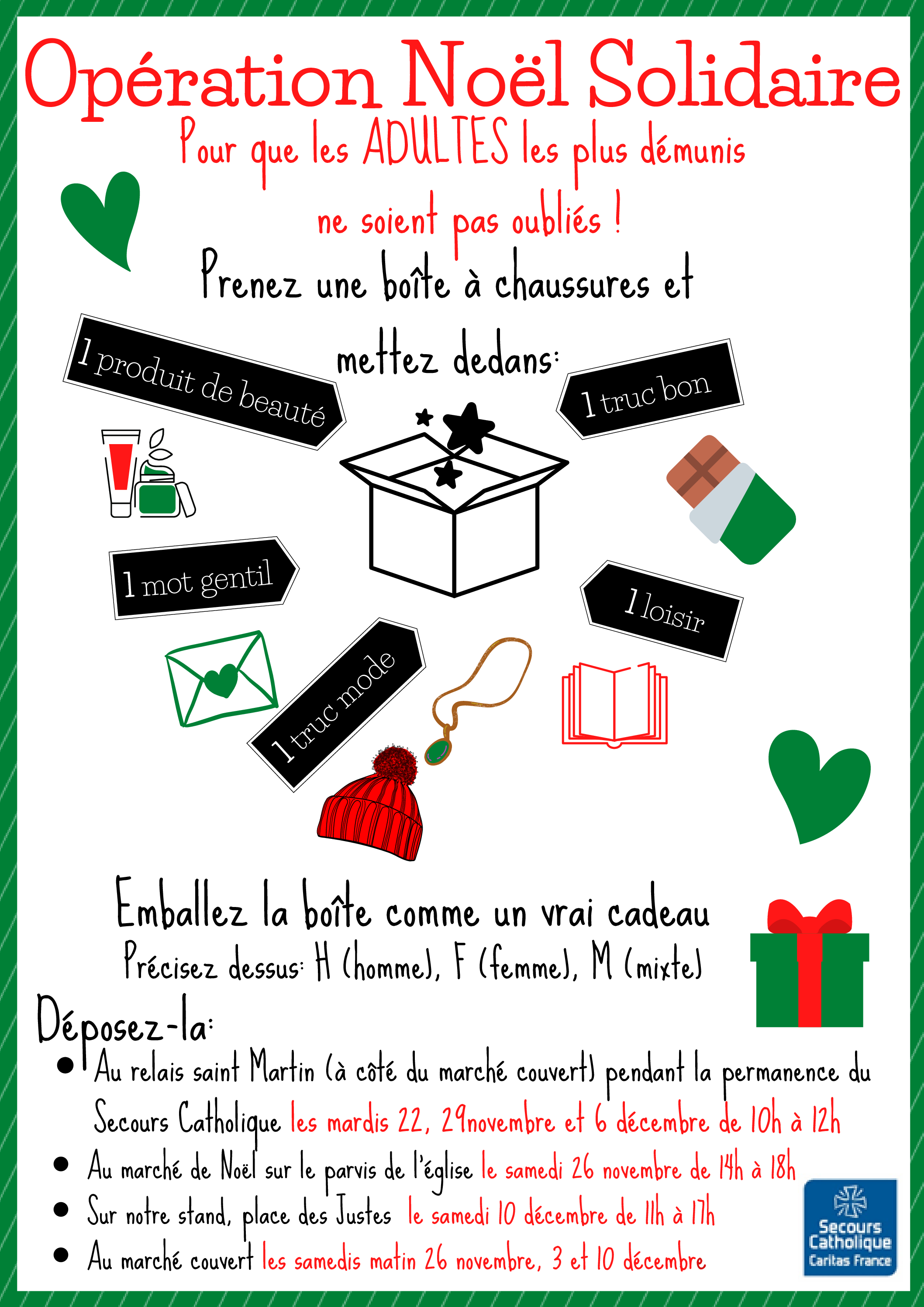 Des boîtes de Noël comme cadeaux aux démunis 